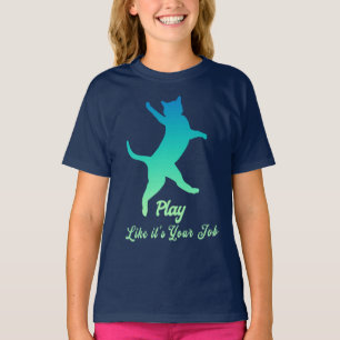 Camiseta Jugar al gato, turquesa, jugar como tu trabajo