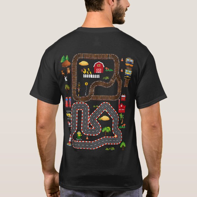Camiseta Jugar autos en la pista de carreras de autos Mat d (Reverso)