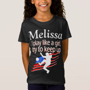 CAMISETA JUGAR COMO UN CHICA CHICA DE FÚTBOL PERSONALIZADO