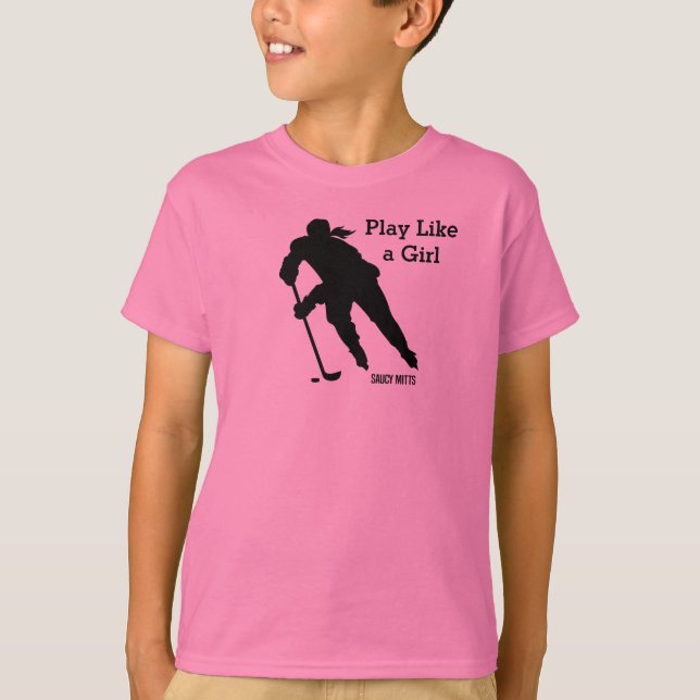 Camiseta Jugar como un hockey Chica (Anverso)