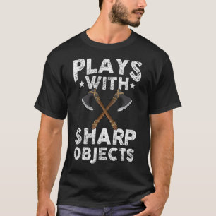 Camiseta Jugar con objetos cortantes lanzador de hacha