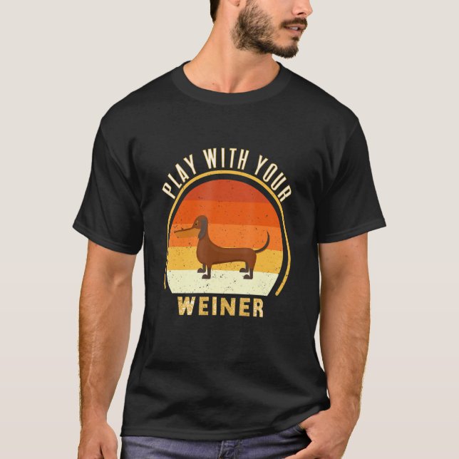 Camiseta Jugar con tu perro delgado Dachshund (Anverso)