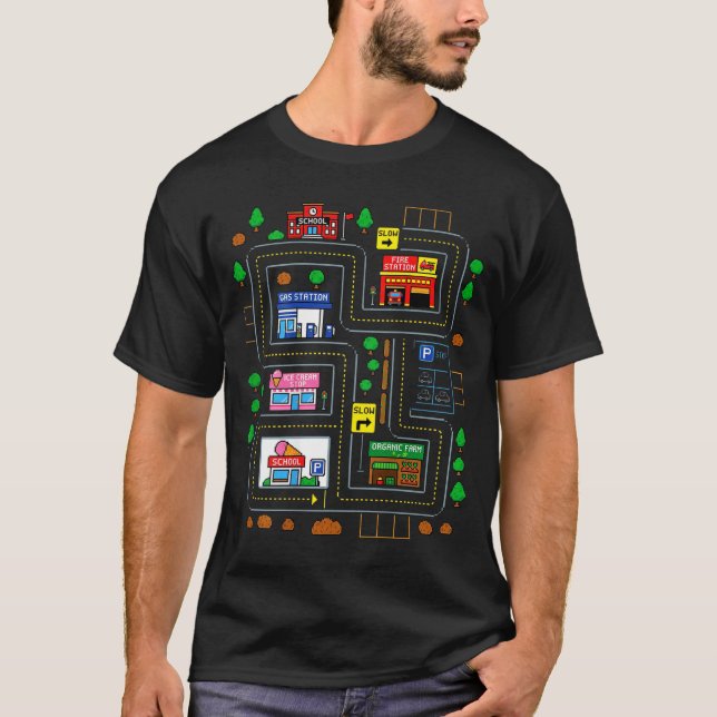 Camiseta Jugar en la espalda de papá mapa de la ciudad pist (Anverso)