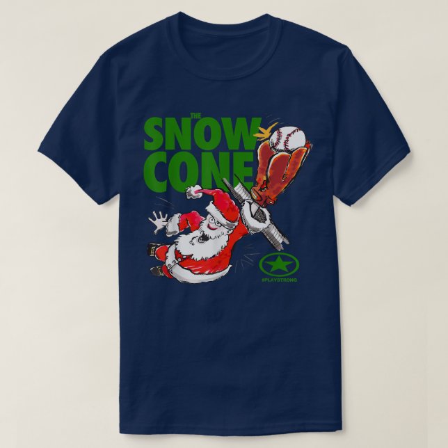 Camiseta Jugar fuerte BÉISBOL DE LA NIEVE DE SANTA (Diseño del anverso)