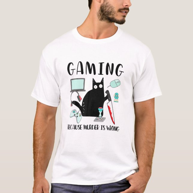 Camiseta Jugar porque el asesinato es un gato negro gracios (Anverso)
