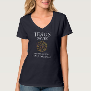Camiseta Jugar Rol Divertido Jesús Ahorra RPG Fantasía