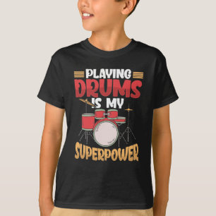 Camiseta Jugar tambores es mi músico de tambores de superpo