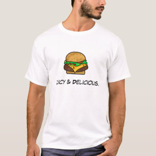 Camiseta jugosa y deliciosa del cheeseburger