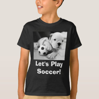 Camiseta ¡Juguemos al fútbol! Cachorro de Bulldog inglés