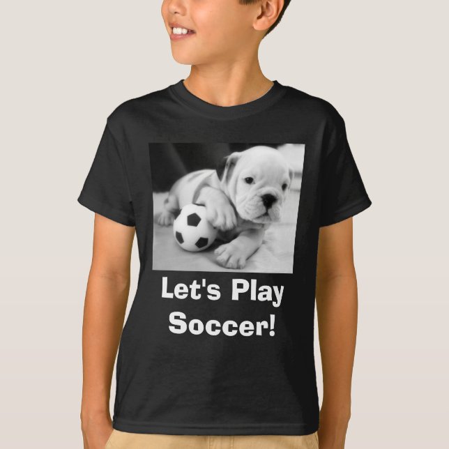 Camiseta ¡Juguemos al fútbol! Cachorro de Bulldog inglés (Anverso)