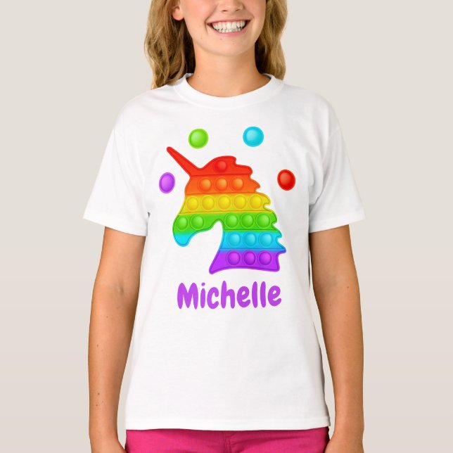 Camiseta Juguete Fidget de Unicornio Arcoíris para Niños (Anverso)