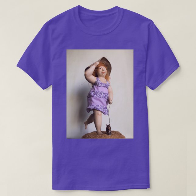Camiseta Juguete hecho a mano de un bello Chica caminando c (Diseño del anverso)