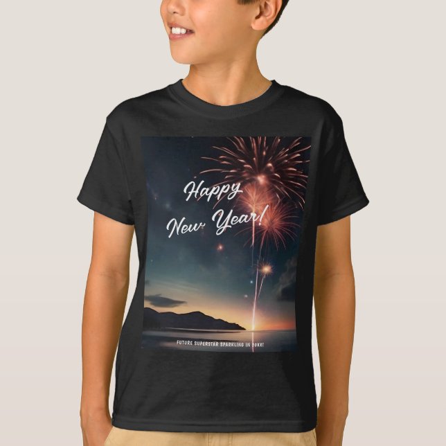 Camiseta Juguetes de Año Nuevo guión tipografía niños (Anverso)