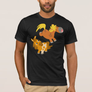 Camiseta juguetona de los potros del dibujo