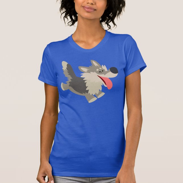Camiseta juguetona linda de las mujeres del lobo (Anverso)