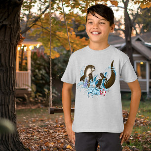Camiseta Juguuetón Azul Nutria de Río Caprichosa Salpicadur