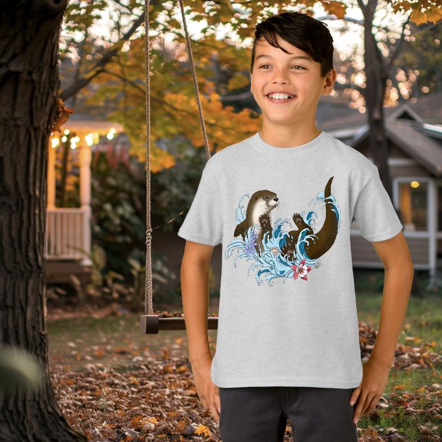 Camiseta Juguuetón Azul Nutria de Río Caprichosa Salpicadur (Subido por el creador)