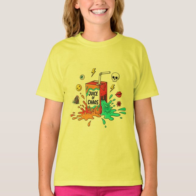 Camiseta Juice of Chaos – Funny Pop Art Tee (Anverso)