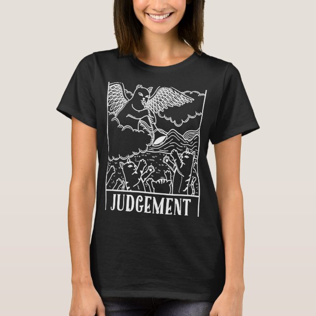 Camiseta Juicio en gatos Tarot Card Hombres Mujeres (Anverso)