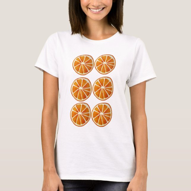 Camiseta Juicoy naranja slice acuarela patrón arte pop arte (Anverso)