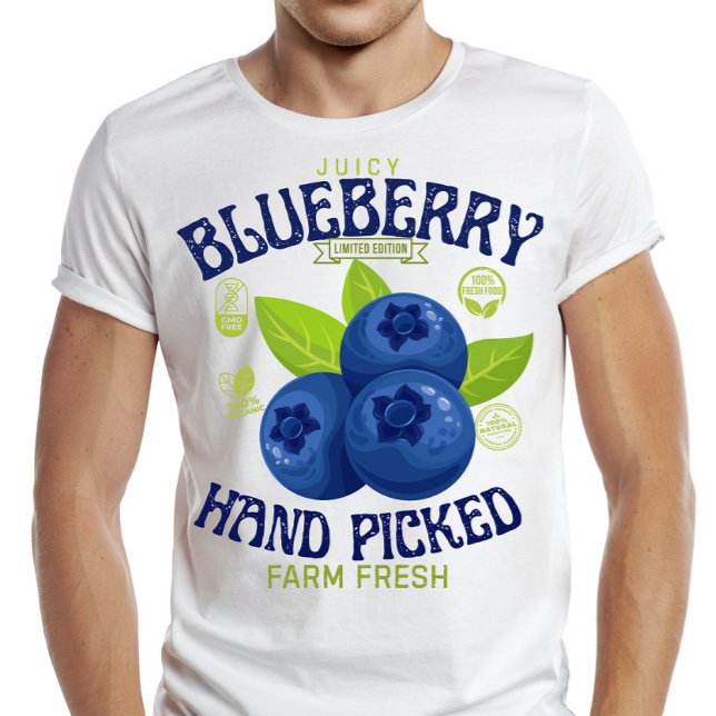 Camiseta Juicy Blueberry Freshness Guaranteed Fruit Label  (Subido por el creador)