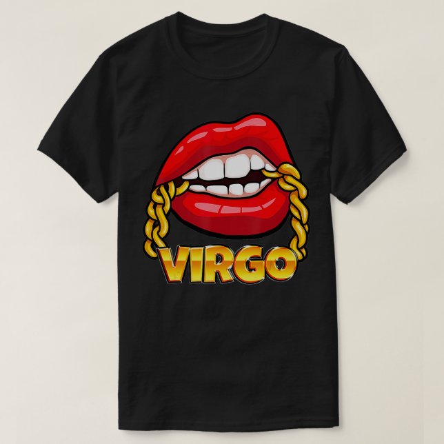 Camiseta Juicy Lips Cadena de Oro Virgo Zodiac Rótulo (Diseño del anverso)