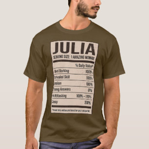 Camiseta Julia Nutrition Facts Name Nickname Alias Title Fr