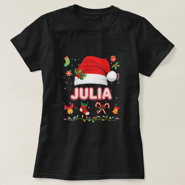 Camiseta Julia Santa Claus Gorra Familia Feliz Navidad (Diseño del anverso)