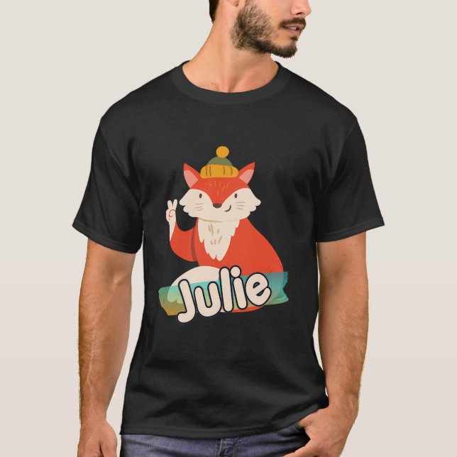 Camiseta Julie - Adorable Nombre Chica Con Guay Fox (Anverso)