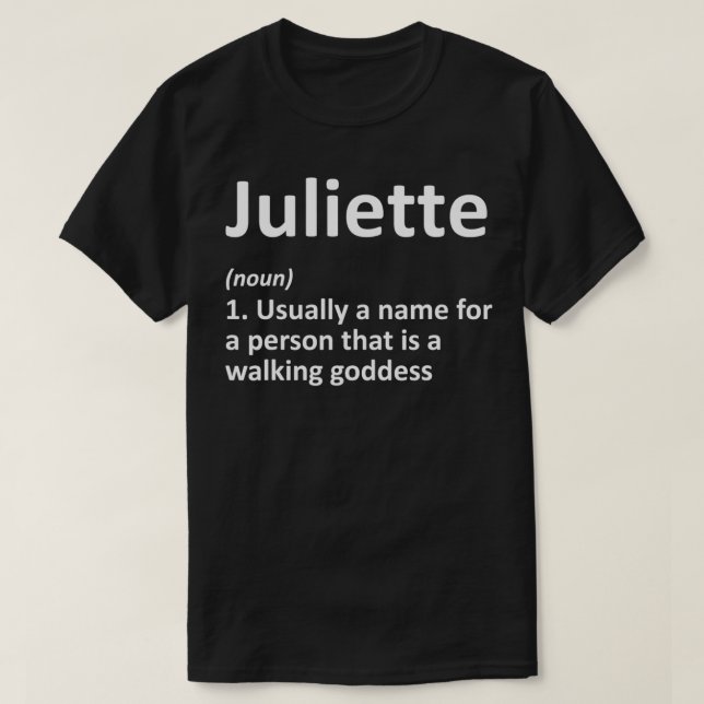 Camiseta JULIETTE Definición Personalizada Nombre Gracioso  (Diseño del anverso)
