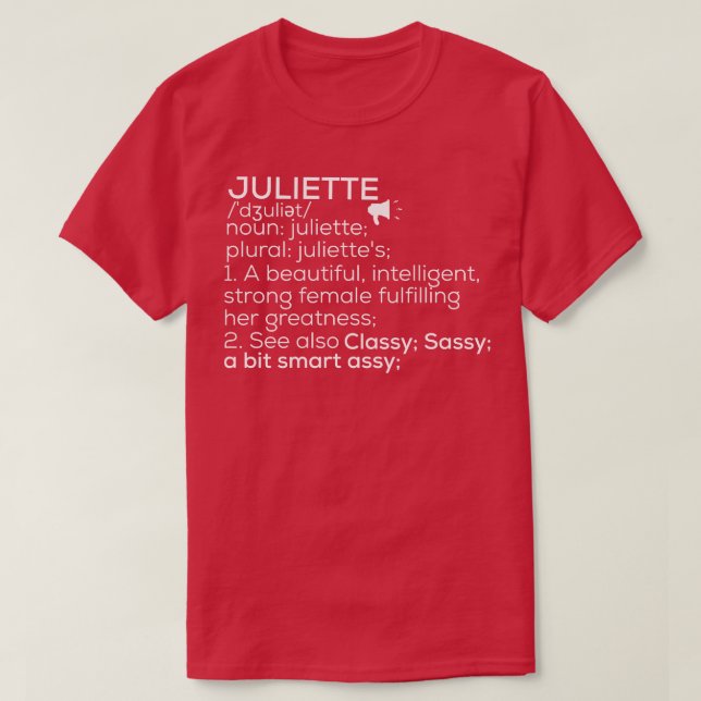 Camiseta Juliette Nombre Juliette Definición Juliette Mujer (Diseño del anverso)
