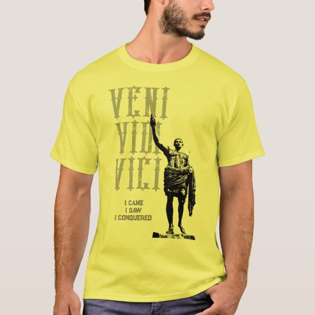 Camiseta Julio César Veni Vidi Vici Mens Amarillo Moderno (Anverso)