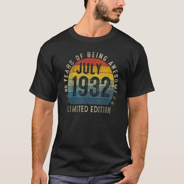 Camiseta Julio de 1932, 90 años, cumpleaños (Anverso)