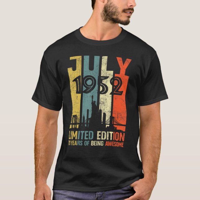 Camiseta Julio de 1952, 70 años, cumpleaños (Anverso)