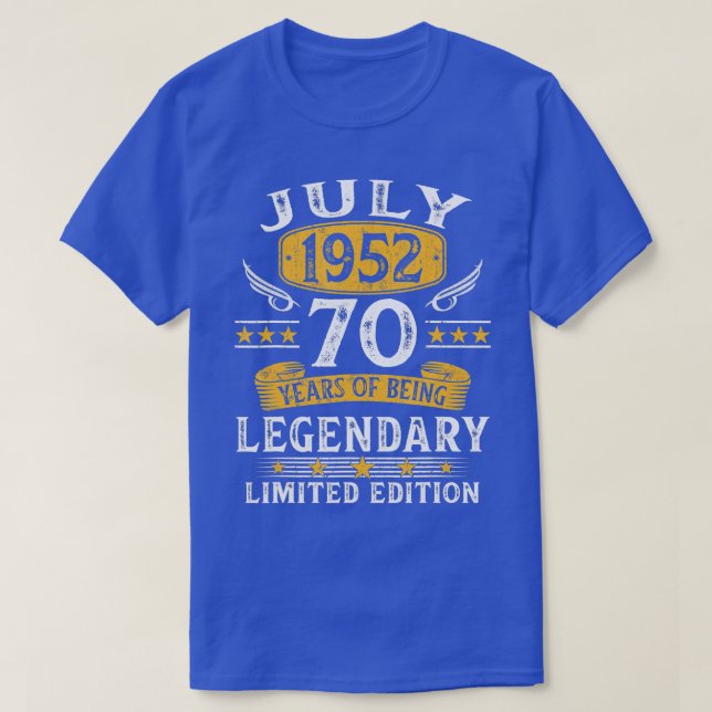 Camiseta Julio de 1952 Edición limitada 70º cumpleaños 70 a (Diseño del anverso)