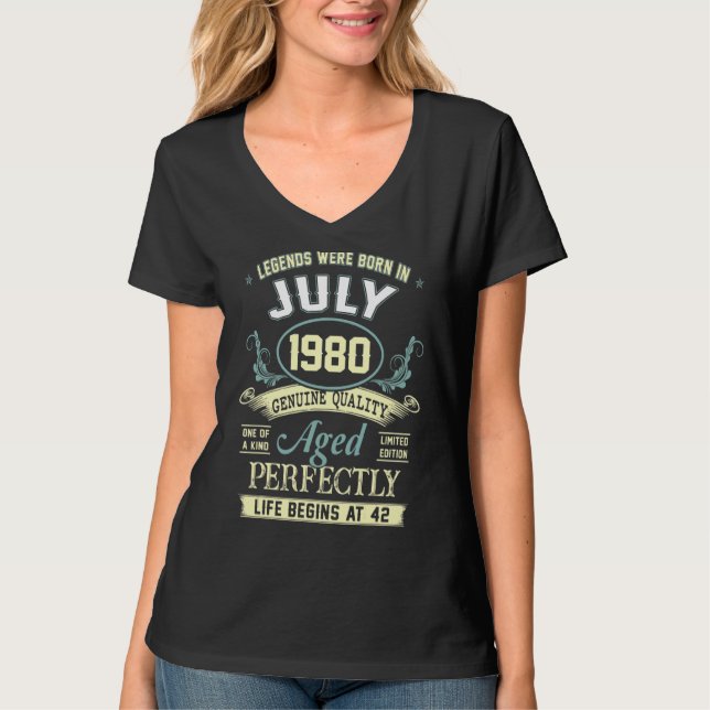 Camiseta Julio de 1980 42º cumpleaños Mujeres de 42 años (Anverso)