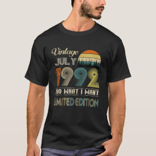 Camiseta Julio de 1992 Vintage Cumpleaños de 30 años