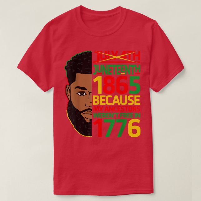 Camiseta July 4th Juneteenth 1865 Because My Ancestors Blac (Diseño del anverso)