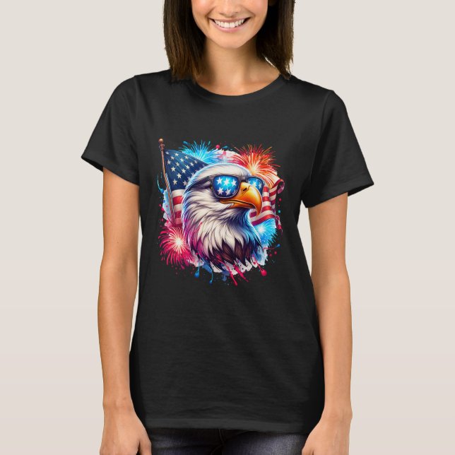 Camiseta July 4th Patriotic Bald Eagle Usa American Flag Fi (Anverso)