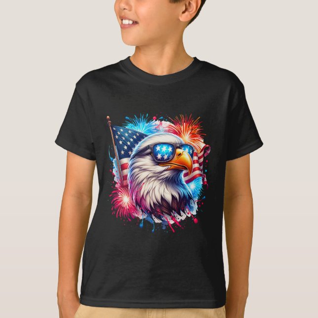 Camiseta July 4th Patriotic Bald Eagle Usa American Flag Fi (Anverso)