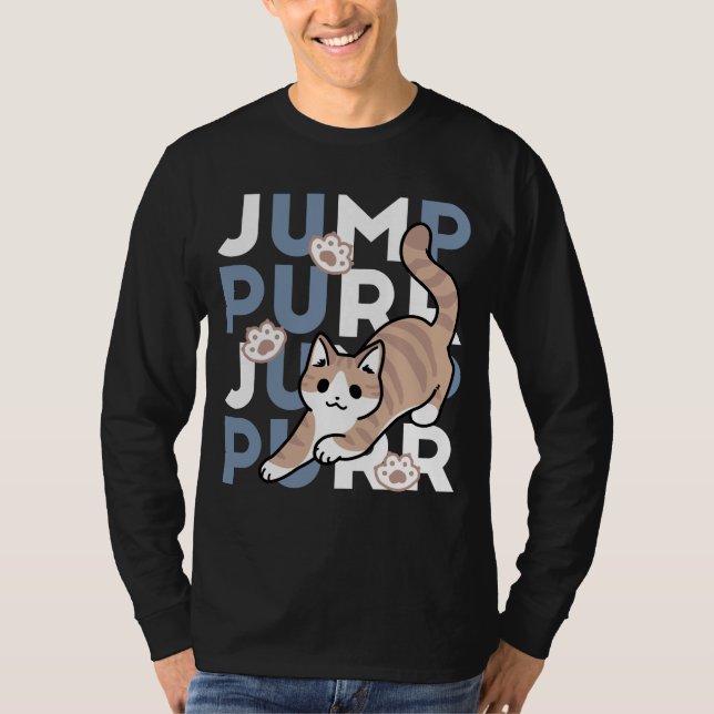 Camiseta Jump Purr Jump: Playful Cat Design con arte divert (Anverso)