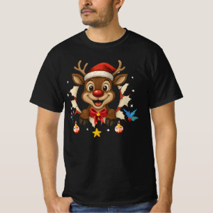 Camiseta Jumper de Navidad con Reno por Delante y por Detrá