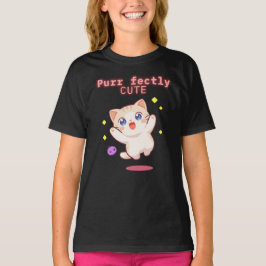 Camiseta Jumping Puramente Cuto De Gato Niños Tee