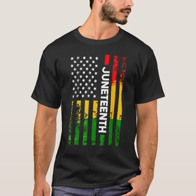 Camiseta June 19th History Of Afircan Us American Flag June (Anverso)