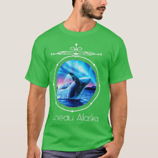 Camiseta Juneau Alaska Ballena mirando la sopa de Aurora Bo