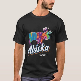 Camiseta Juneau Alaska EE. UU. Alce Colorido Vacaciones