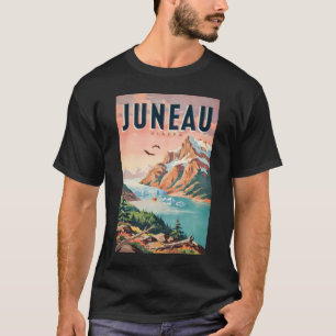 Camiseta Juneau Alaska Ilustración de Glaciar Arte de Viaje