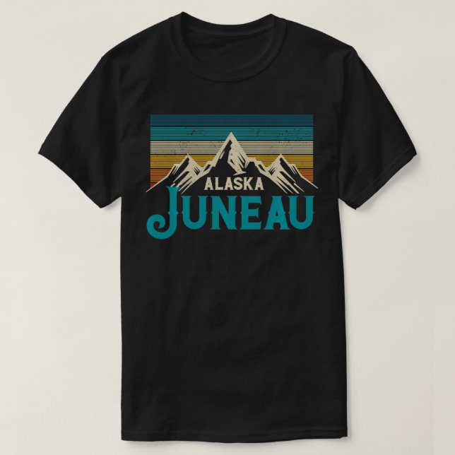 Camiseta Juneau Alaska Montañas Vintage Souvenir Gi (Diseño del anverso)