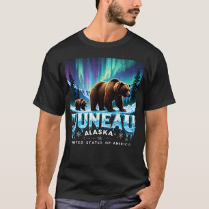 Camiseta Juneau Alaska Oso Pardo Luces del Norte Verano