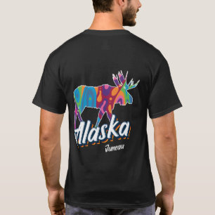 Camiseta Juneau Alaska Usa Colorful Moose Vacation